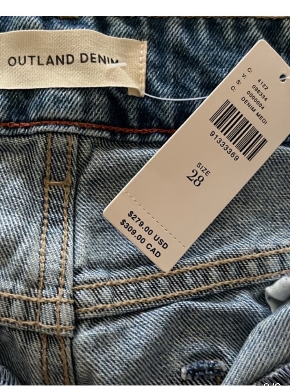 Outland Mid Rise Classic Blue Distressed Women's Jeans $125 - Picture 8 of 8